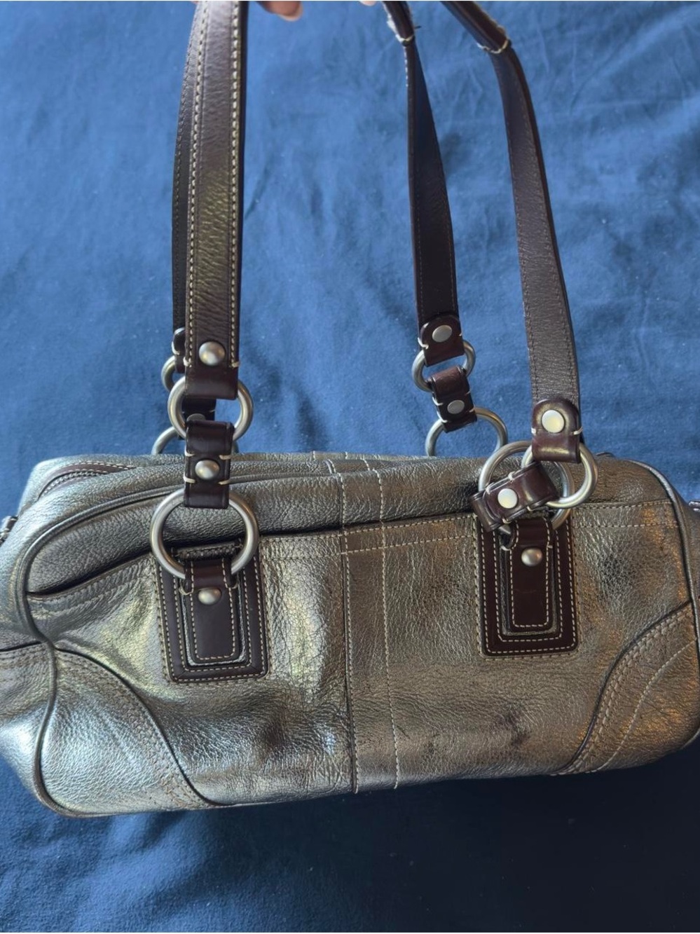 Coach Metallic Bronze Leather Shoulder Bag